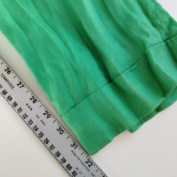 J. Crew Cafe Trouser in Linen Size 8 Green Classic Mid Rise Office Casual - Picture 9 of 11